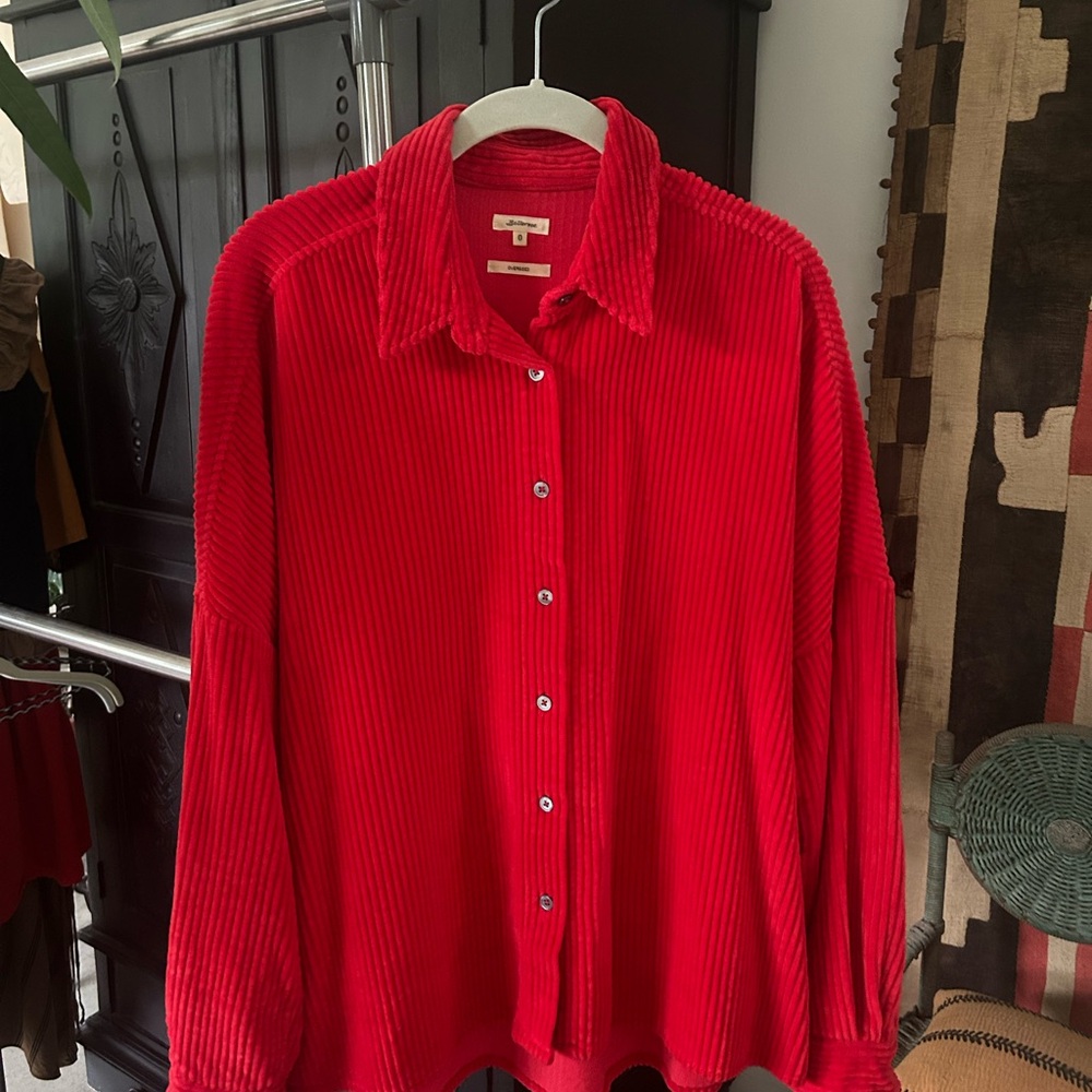 Bellerose Red Corduroy Women’s Oversized Button Down Shirt